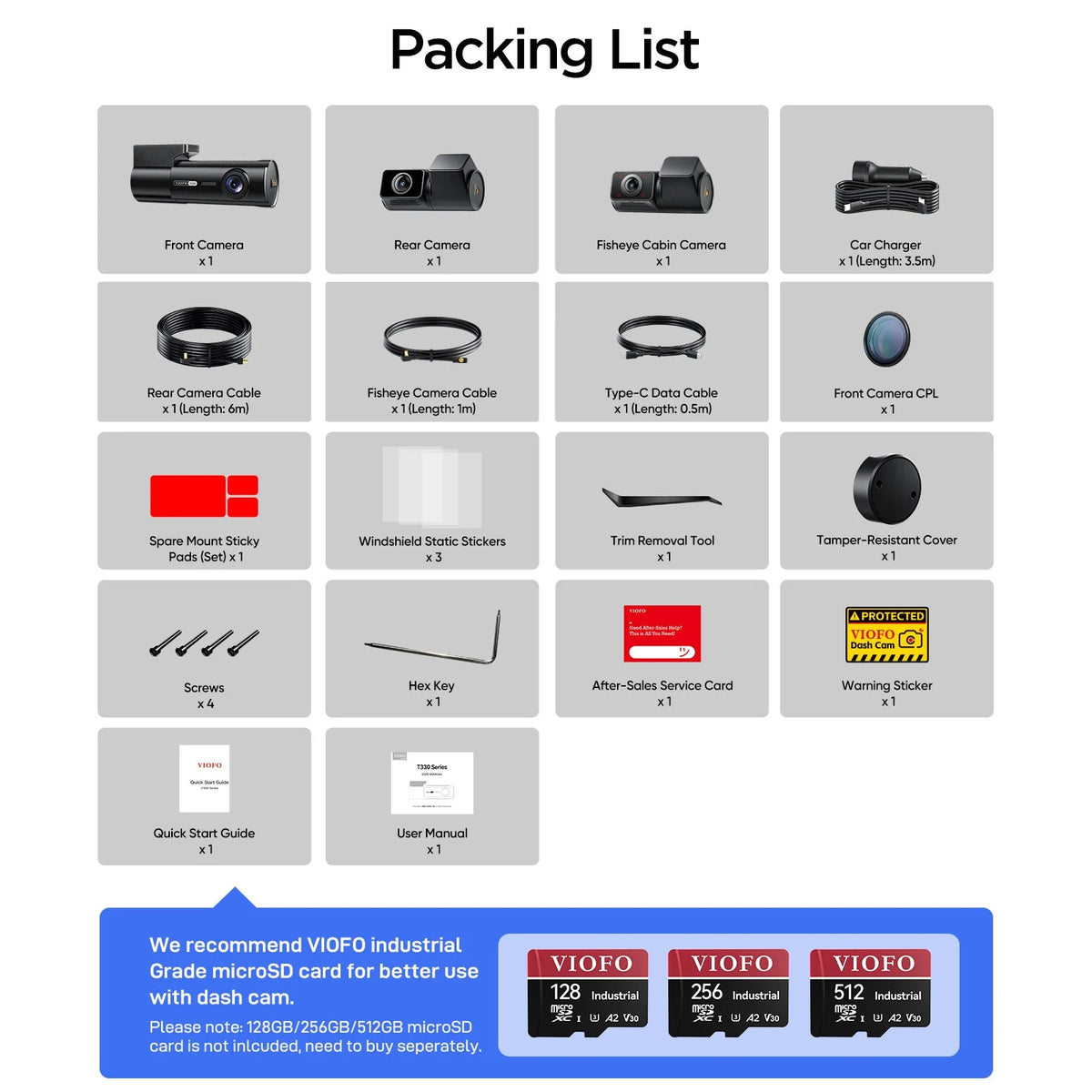 VIOFO T340 3CH 4K Front, 2K Cabin & 2K Rear Dash Cam - PRE-ORDER ONLY